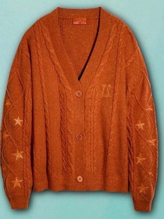 Taylor Swift Sweaters - Taylor Swift The Life of a Showgirl Cardigan in Sparkly Orange